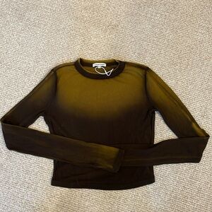 Crop top long sleeve olive green ombré cotton citizen shirt